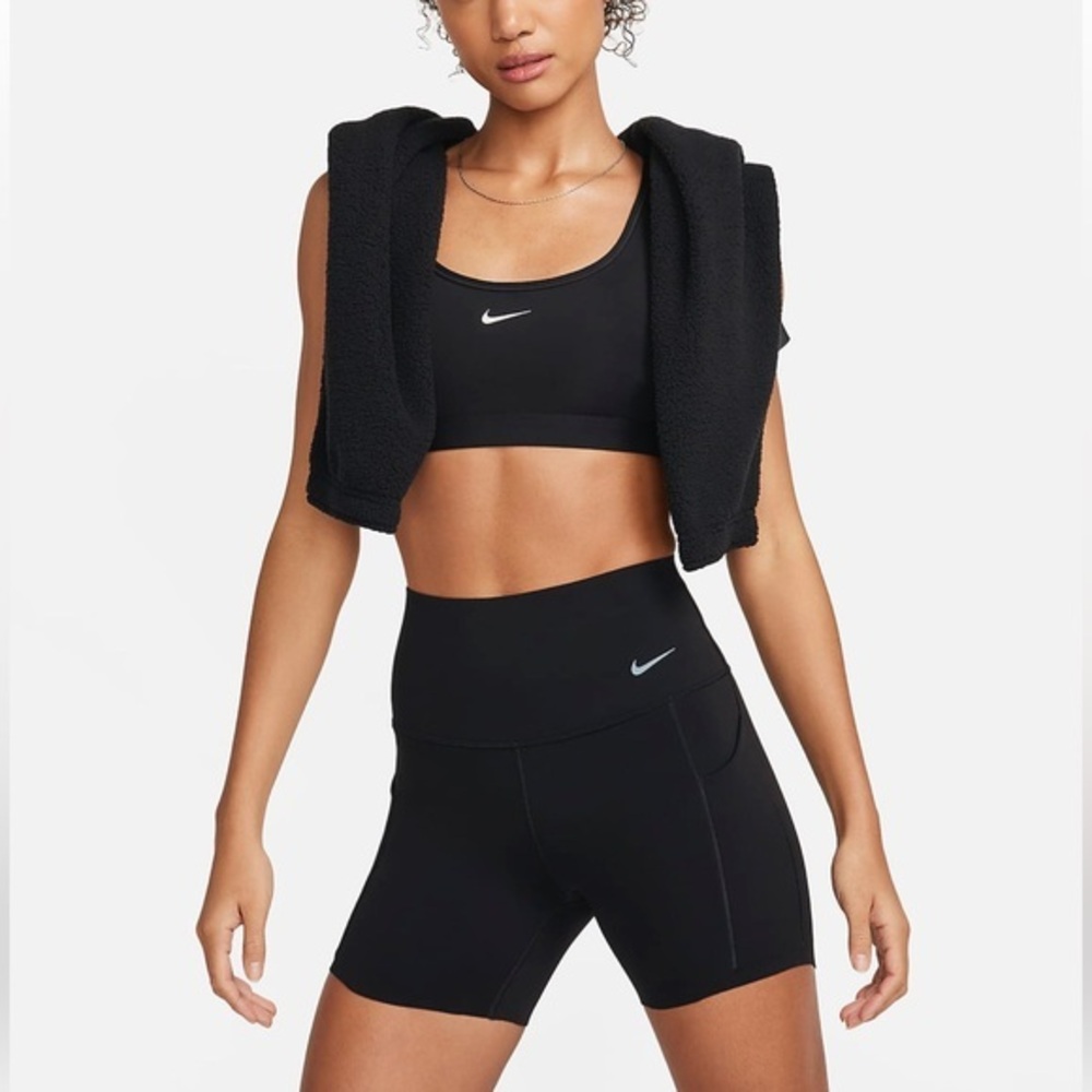 Nike Swim sz L black high-waist 6”inseam compression athletic fit stretch shorts
